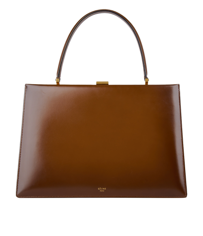 Clasp Bag, &pound;1,100, Handbags, Brown, Leather, Front view